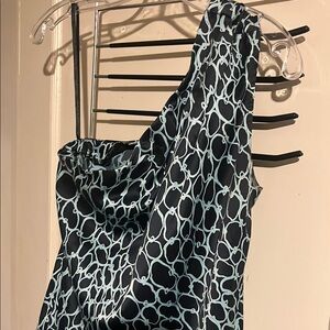 Elegant Blue One-Shoulder Blouse